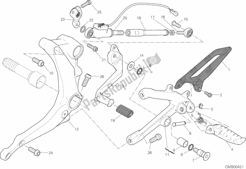 Tutte le parti per il Poggiapiedi, A Sinistra del Ducati Superbike 1199 Panigale S ABS Senna Brasil 2014